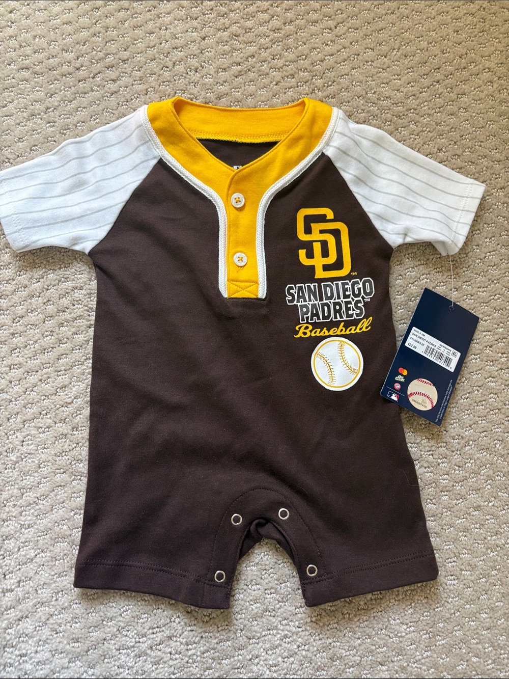 MLB San Diego Padres Brown White and Yellow Baby One-Piece Bodysuit